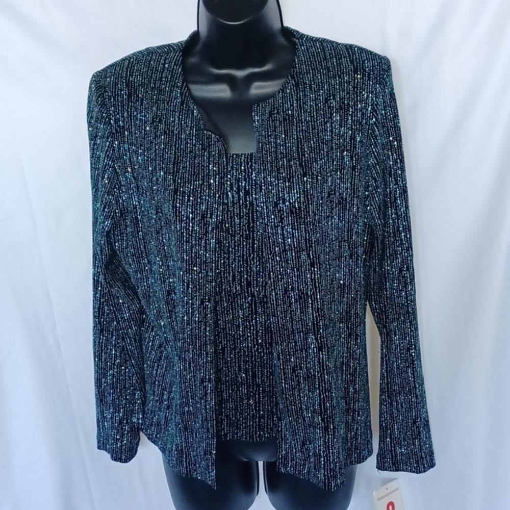 Xscape by Joanna Chen Black and Blue Sparkle 2 pc Mother of Bride Size medium